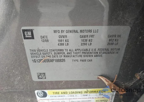 2010 Chevrolet Malibu 1Lt z USA, uszkodzony, nr VIN 1G1ZC5E06AF188826